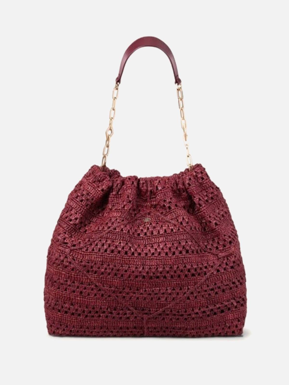 BA&SH – June raffia tote bag bordeaux