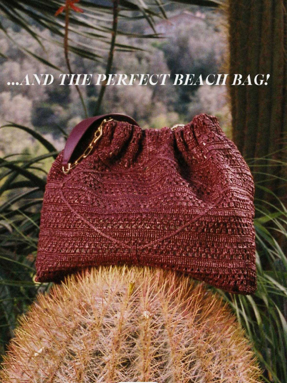BA&SH – June raffia tote bag bordeaux