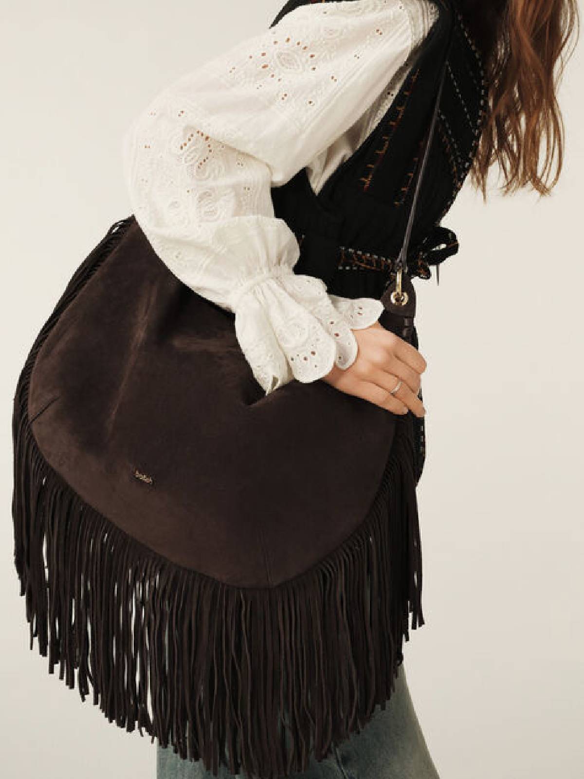 BA&SH – SWING fringed bag dark brown