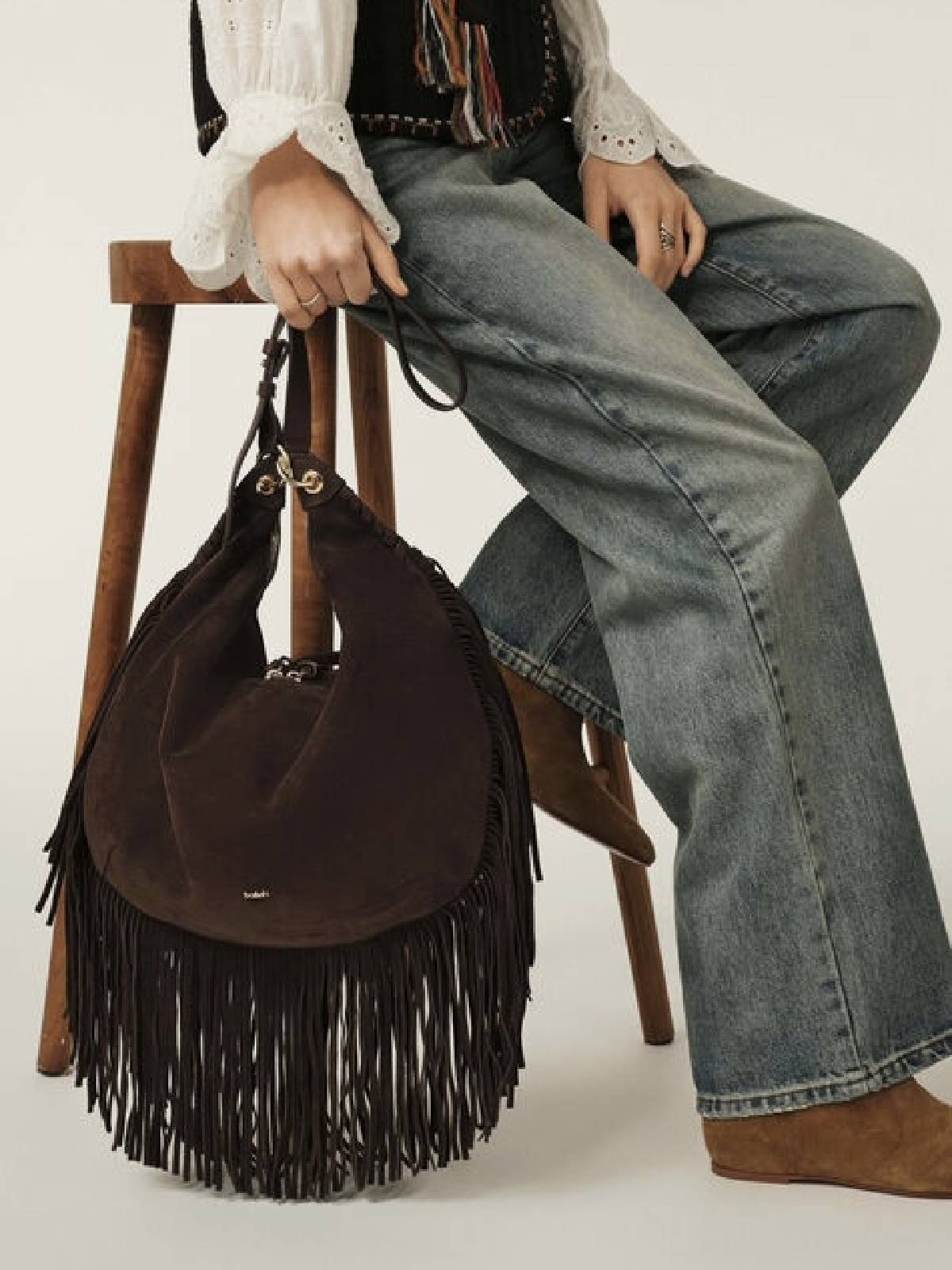 BA&SH – SWING fringed bag dark brown