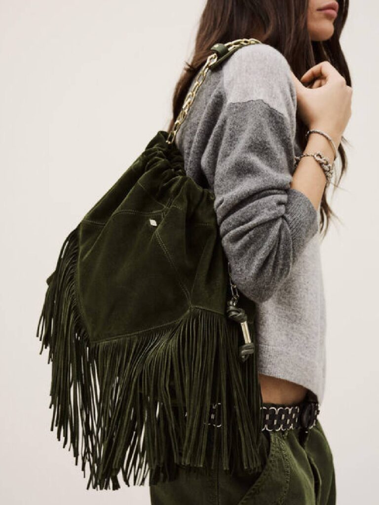 BA&SH – JUNE fringed bag green