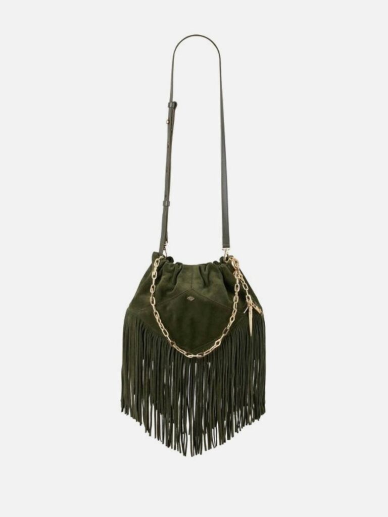 BA&SH -MINI JUNE fringed bag green