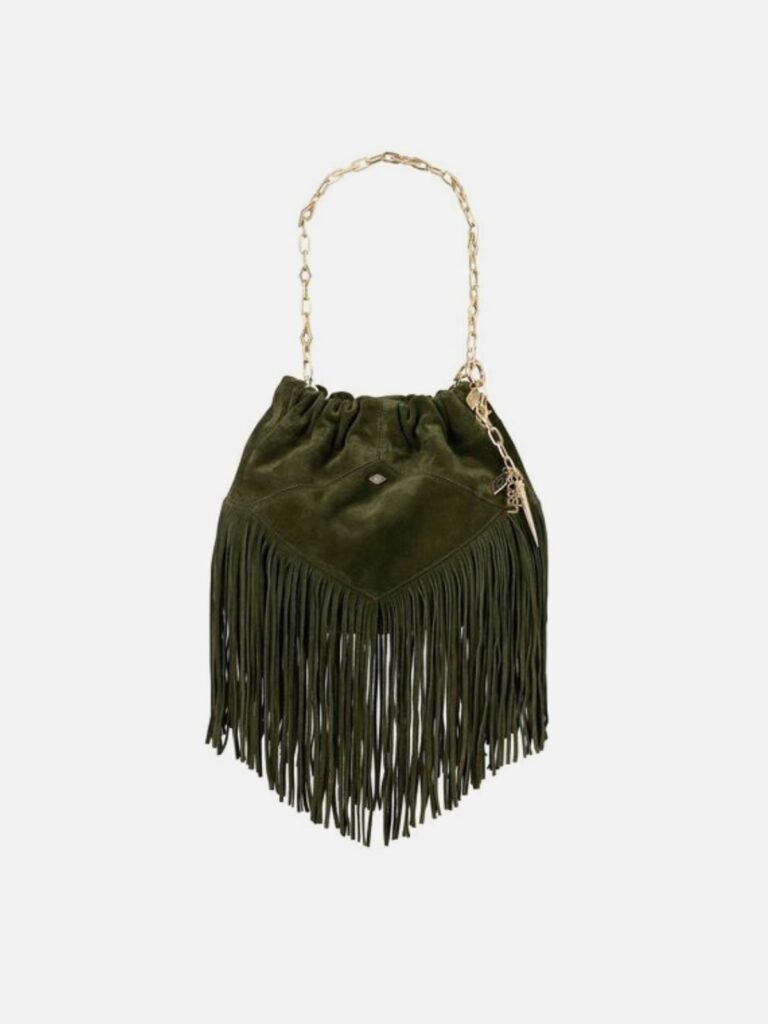 BA&SH -MINI JUNE fringed bag green