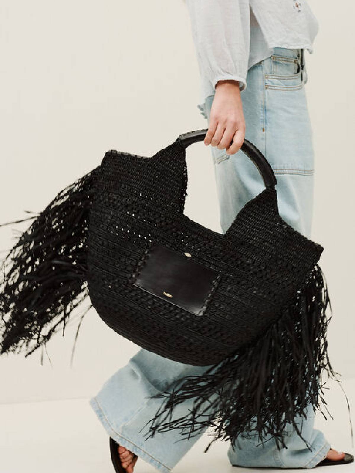 BA&SH - Ara raffia bag fring - Image 2