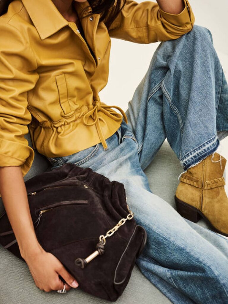 BA&SH – June tote multipockets bag suede dark brown