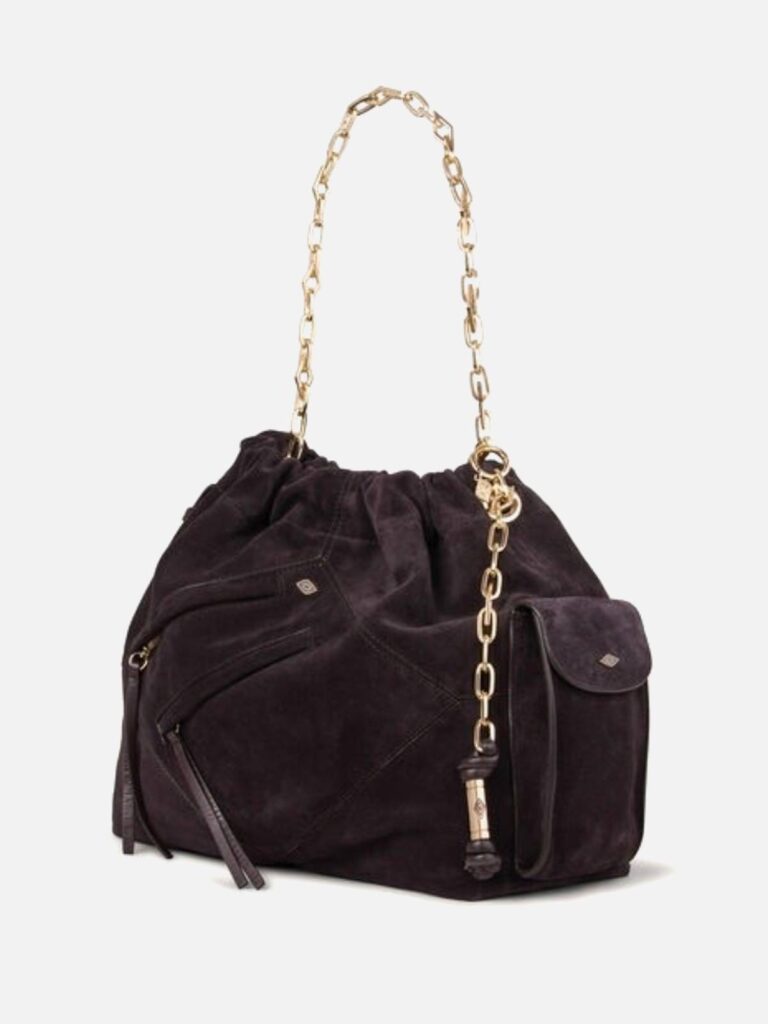 BA&SH – June tote multipockets bag suede dark brown
