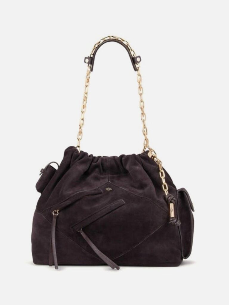 BA&SH – June tote multipockets bag suede dark brown