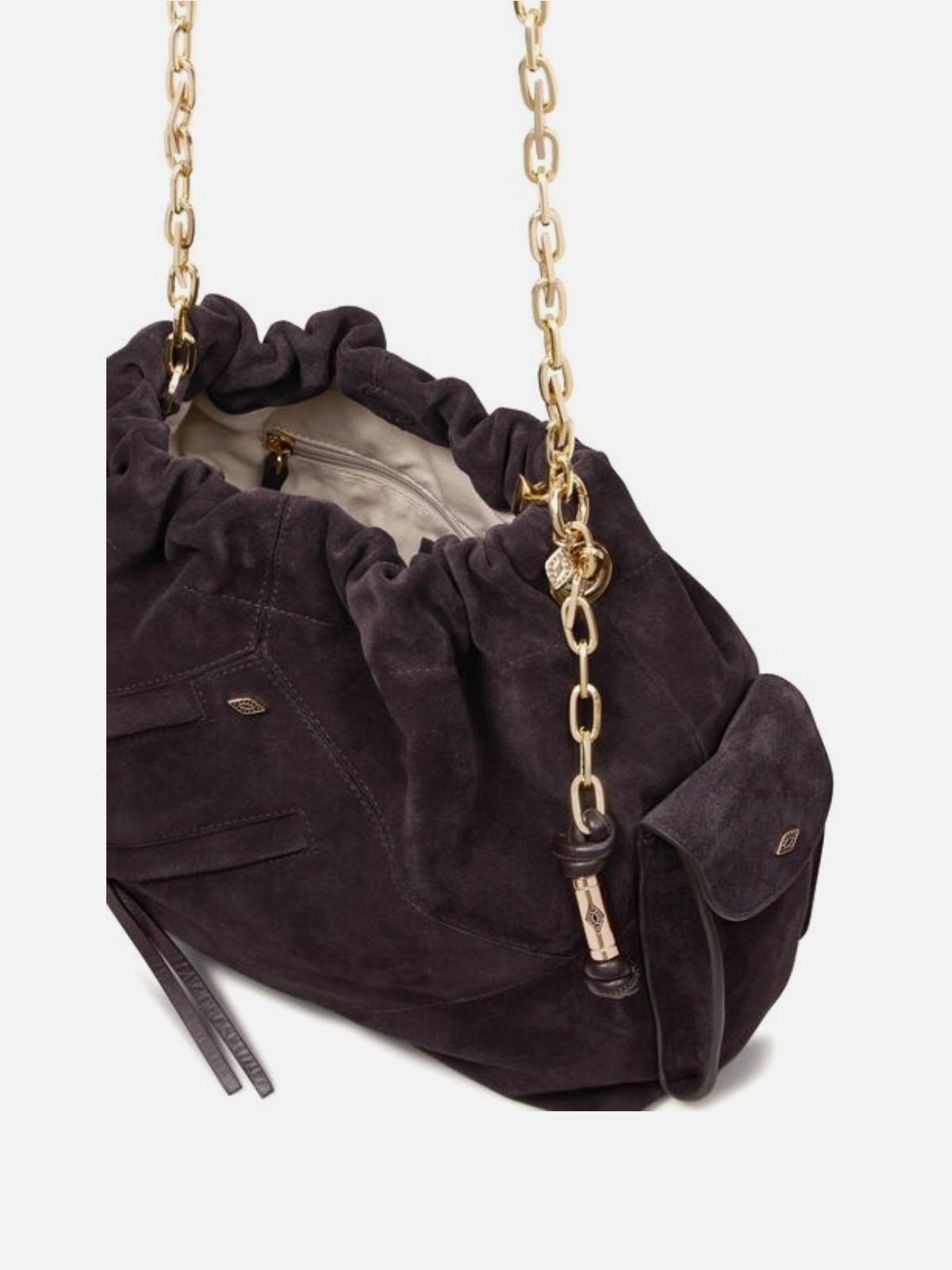 BA&SH - June tote multipockets bag suede dark brown - Image 4